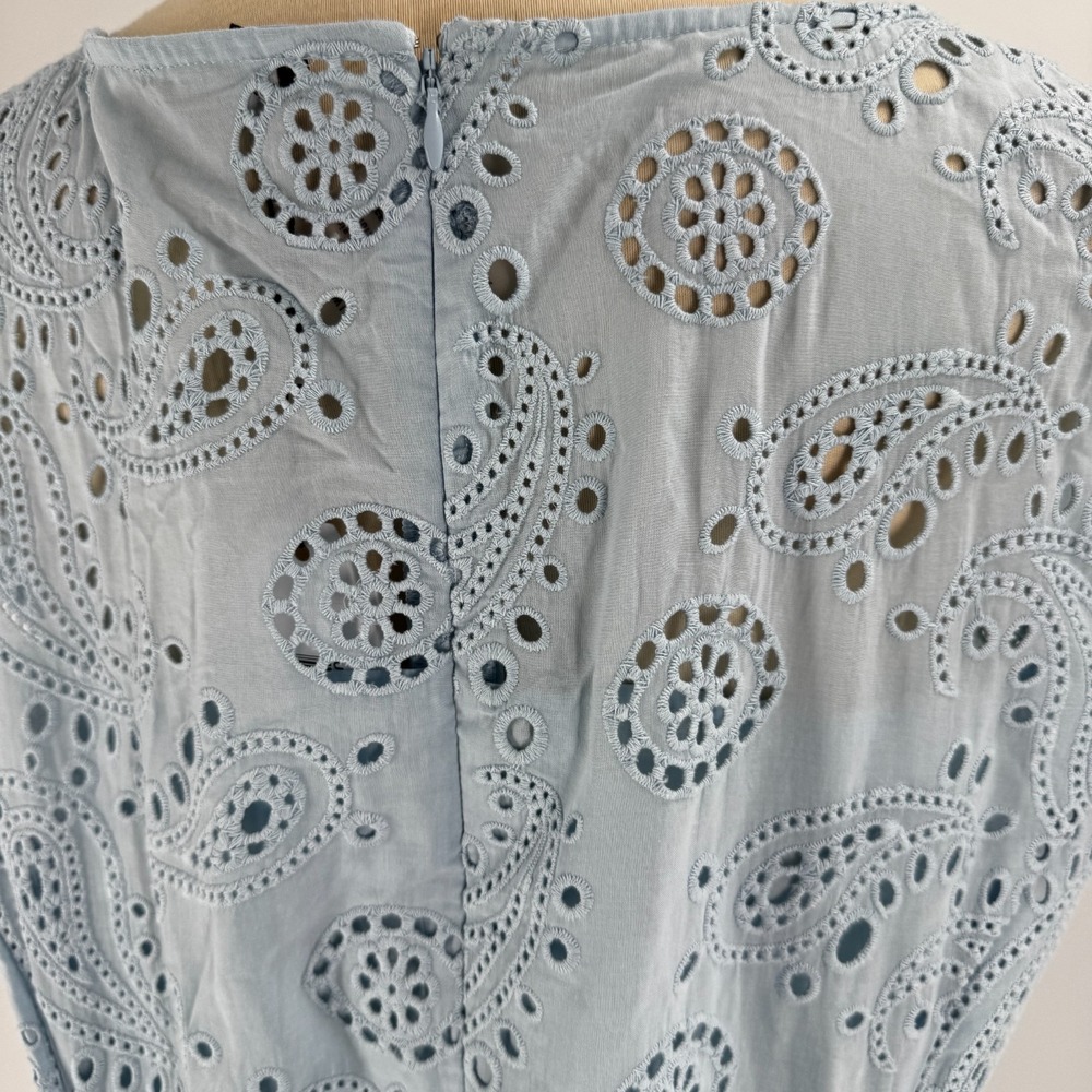 Anthropologie Universal Standard Eyelet High Low Midi Dress Women's 1X Baby Blue - Picture 9 of 16